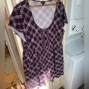 Torrid Size 4 Plaid Maroon Challis Dress